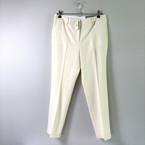 Talbots High Waist Straight Pant Petite 8 8P Ivory White Wool Blend Office NWT - Picture 1 of 13